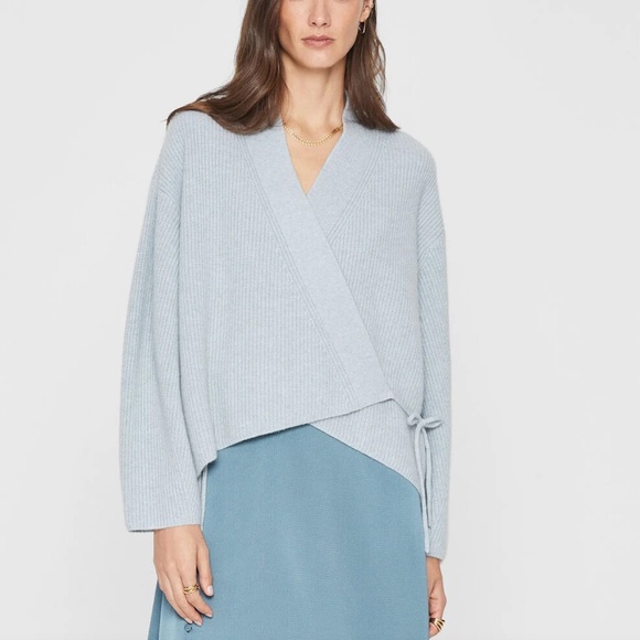 Cashmere Tie Wrap Cardigan - New With Tags - NEVER WORN - Har Blue - Picture 1 of 6